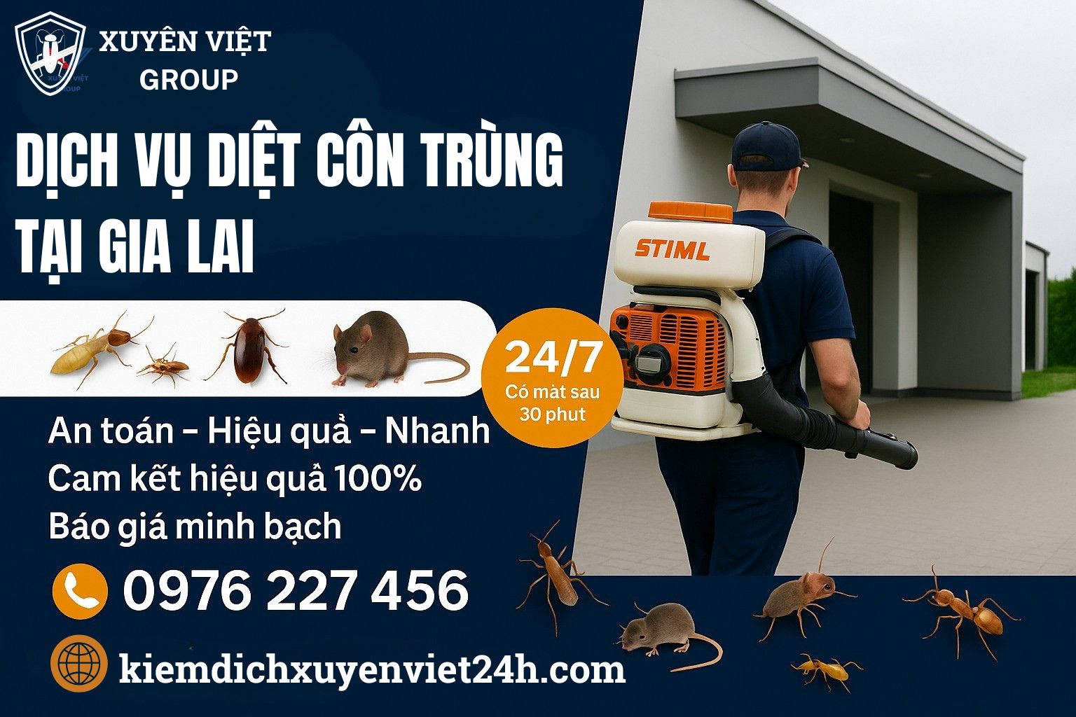 Dịch vụ diệt côn trùng tại Gia Lai chuyên nghiệp – Khảo sát miễn phí toàn tỉnh!