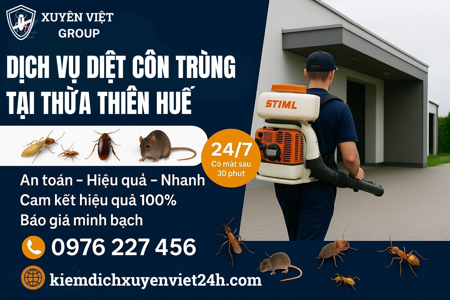 Dịch vụ diệt côn trùng tại Huế – Xử lý tận gốc, sạch 100%