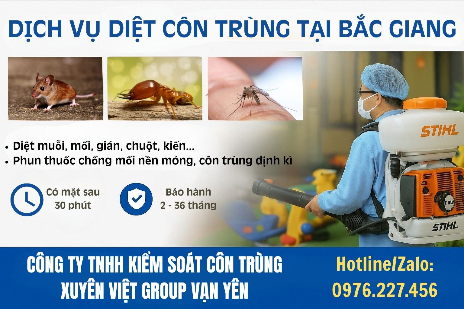 Thuê dịch vụ diệt côn trùng tại Bắc Giang giá rẻ