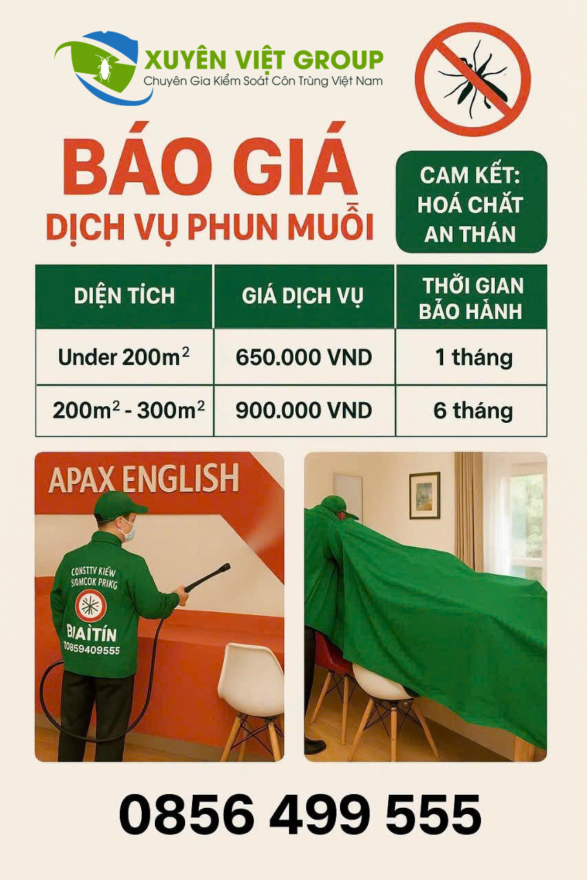Bảng giá tham khảo dịch vụ phun thuốc diệt muỗi