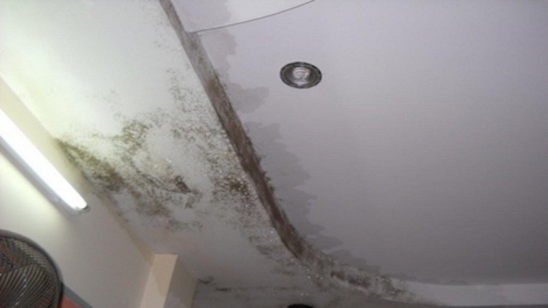 Trần nhà ẩm mốc do thấm dột tại xã Hồng Sơn