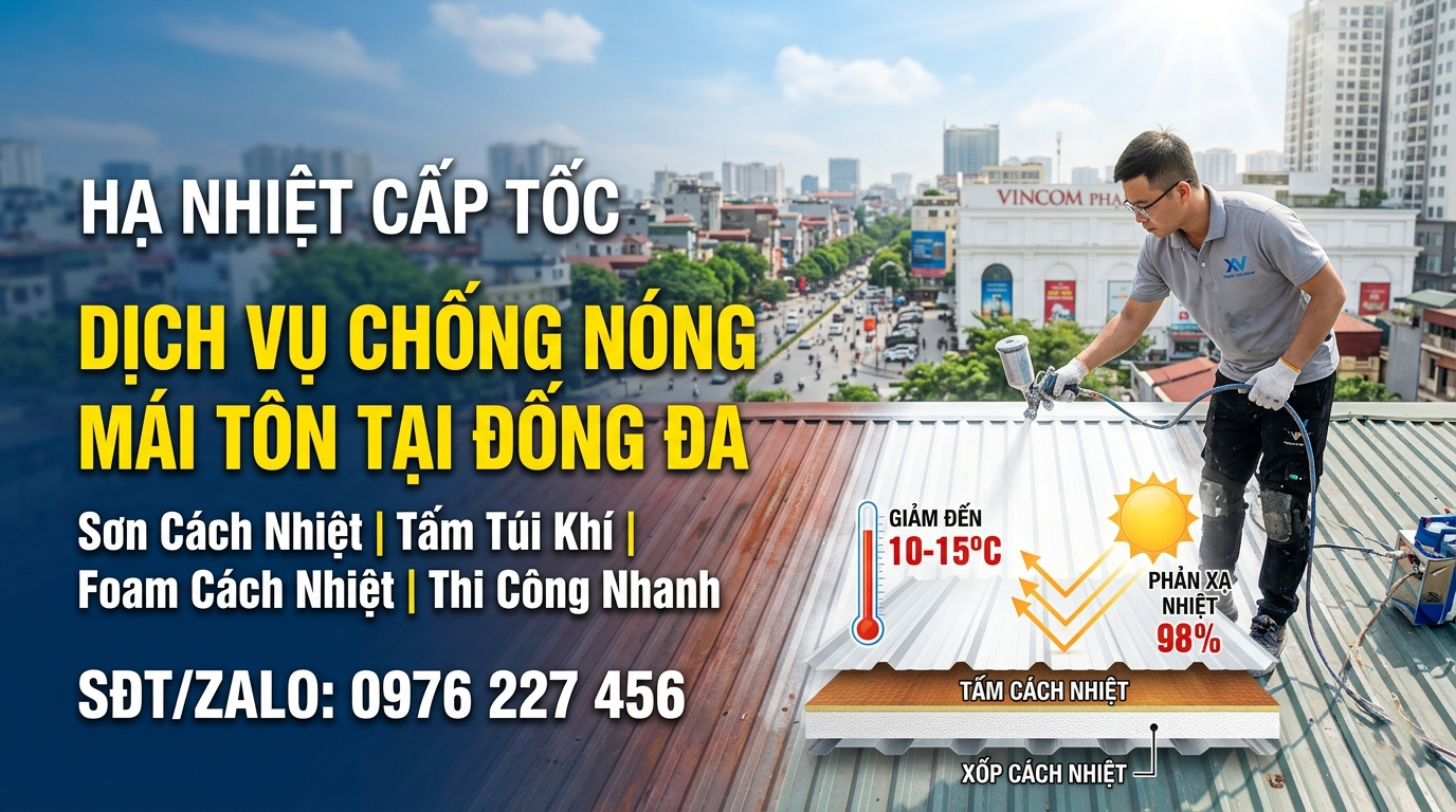 Dịch vụ chống nóng mái tôn tại Đống Đa