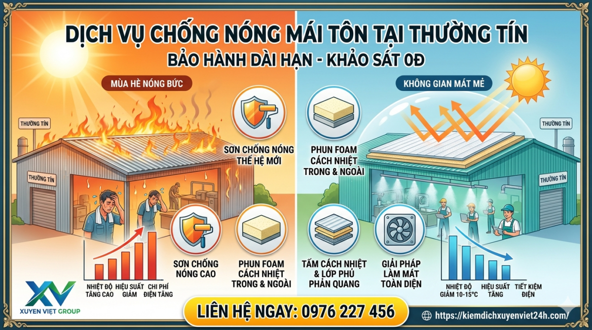 Dịch vụ chống nóng mái tôn tại Thường Tín
