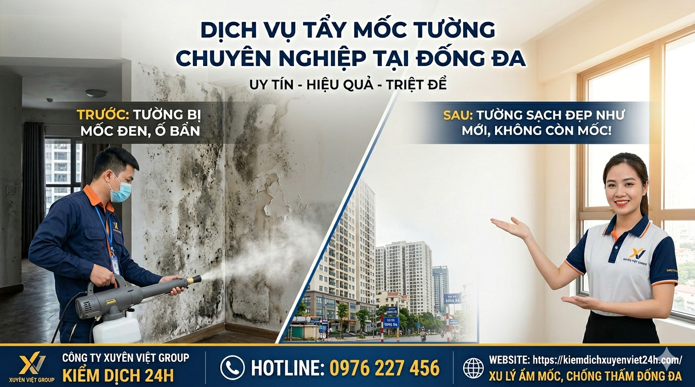 Tẩy mốc tường tại Đống Đa