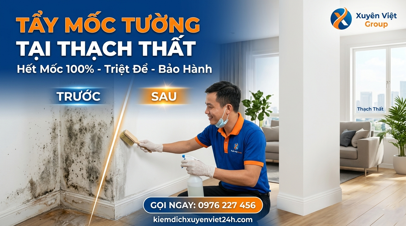 Tẩy mốc tường tại Thạch Thất