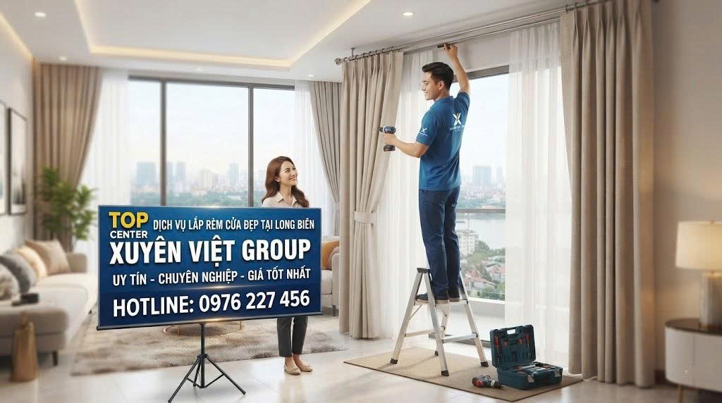 Dịch vụ lắp rèm cửa đẹp tại Long Biên
